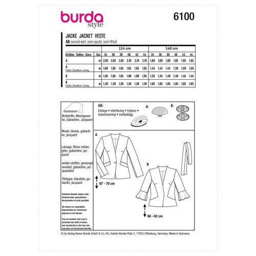 BURDA - 6100 JACKETS FOR MISS