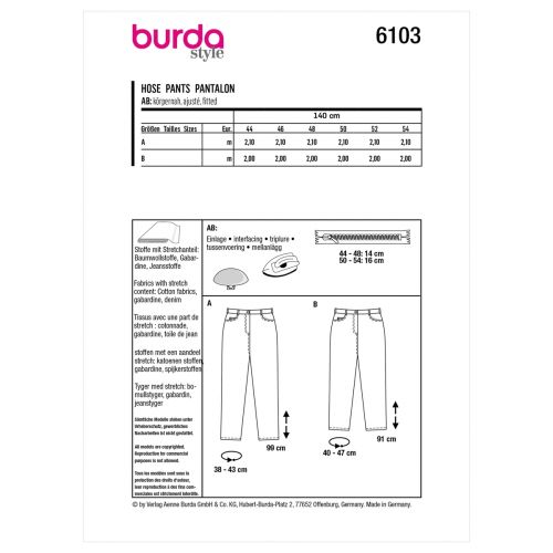 BURDA - 6103 PANTS FOR WOMAN