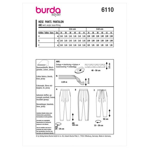 BURDA - 6110 PANTS FOR MISS