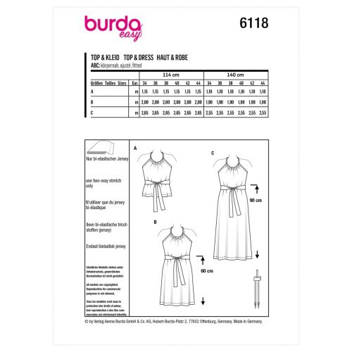 BURDA - 6118 TOP & DRESSES FOR MISS