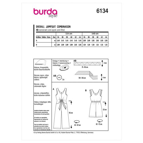 BURDA - 6134 JUMPSUITS FOR MISS