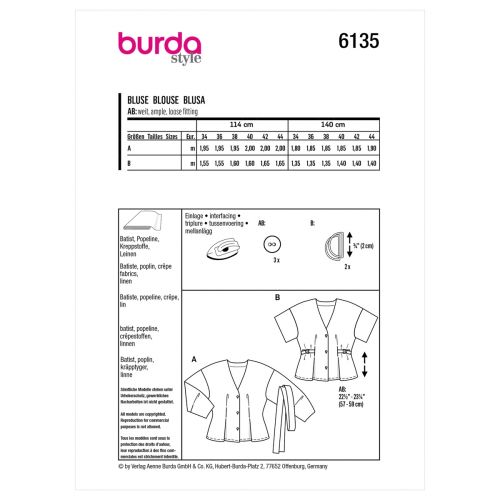 BURDA - 6135 BLOUSES FOR MISS