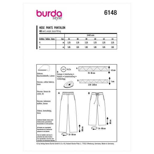 BURDA - 6148 PANTS FOR MISS