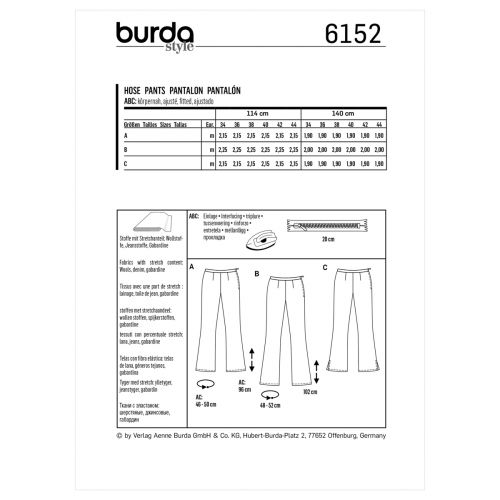 BURDA - 6152 PANTS FOR MISS