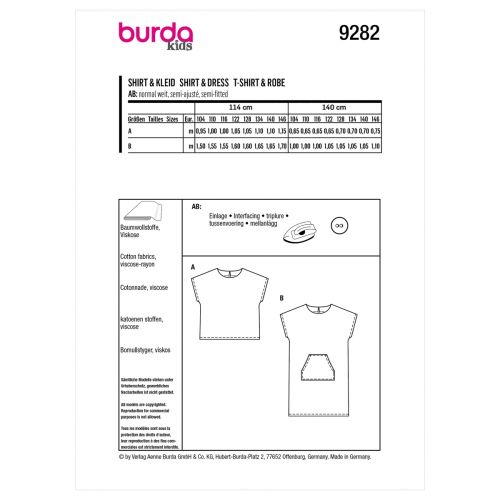 BURDA - 9282 CHILD SHIRT & DRESS 