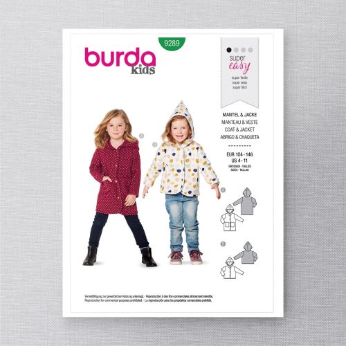 BURDA - 9289 CHILD COAT & JACKET 