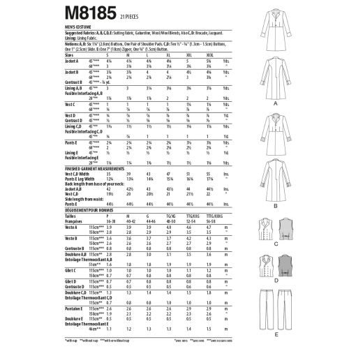 MCCALLS - M8185 HISTORICAL COSTUME FOR MAN - S-L