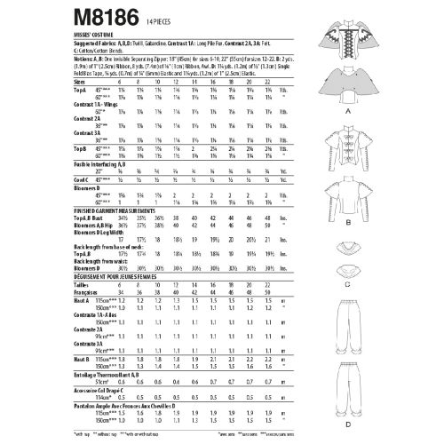 MCCALLS - M8186 COSTUME FOR MISS - 14-22