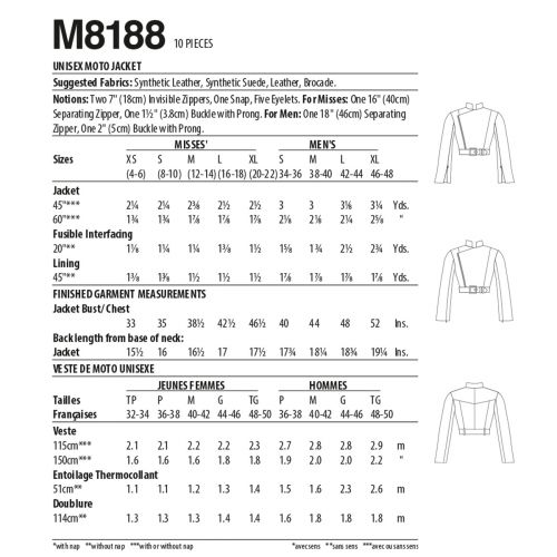 MCCALLS - M8188 COSTUME JACKET FOR MISS - XS-XL