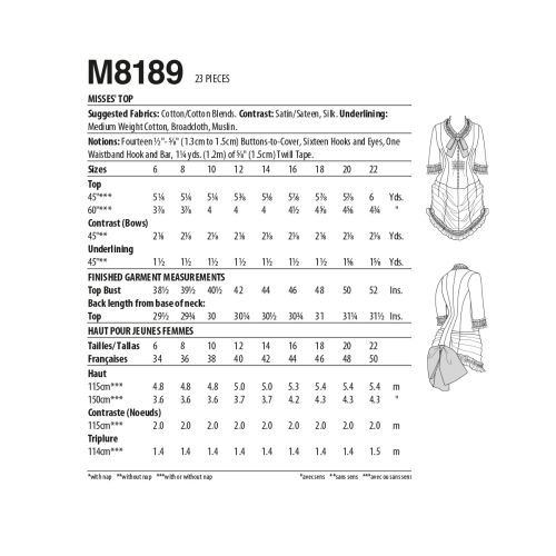 MCCALLS - M8189 COSTUME DRESS FOR MISS - 6-14