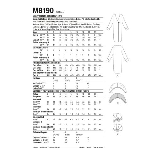 MCCALLS - M8190 COSTUME FOR MISS - 6-14