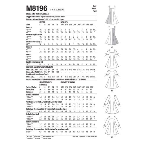 MCCALLS - M8196 DRESSES FOR MISS - 18W-24W