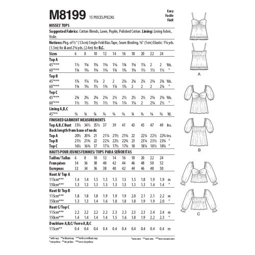 MCCALLS - M8199 TOPS FOR MISS