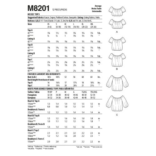 MCCALLS - M8201 TOPS FOR MISS - L-XXL