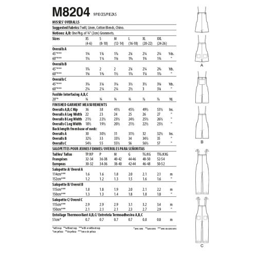 MCCALLS - M8204 JUMPSUITS FOR MISS - L-XXL