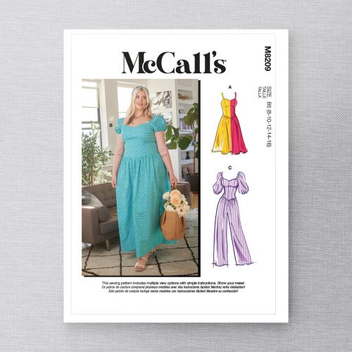 MCCALLS - M8209 JUMPSUIT AND DRESSES FOR MISS - 18W-24W