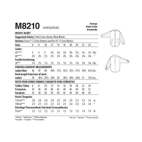 MCCALLS - M8210 JACKET FOR MISS - 6-14