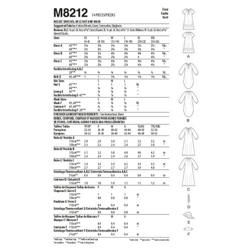 MCCALLS - M8212 DRESSES AND HAT FOR MISS - L-XXL