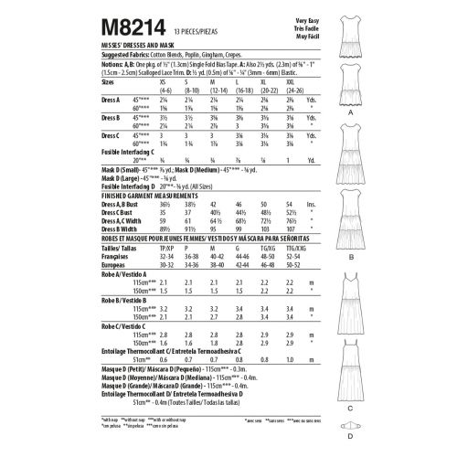 MCCALLS - M8214 DRESSES FOR MISS - L-XXL