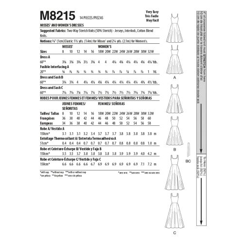 MCCALLS - M8215 DRESSES FOR MISS - 18W-24W