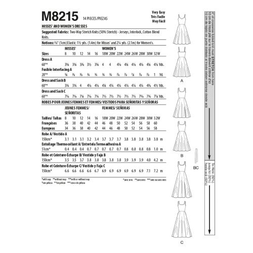MCCALLS - M8215 DRESSES FOR MISS - 26W-32W