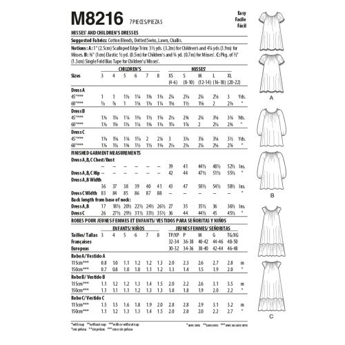 MCCALLS - M8216 DRESSES FOR CHILD - 3-8