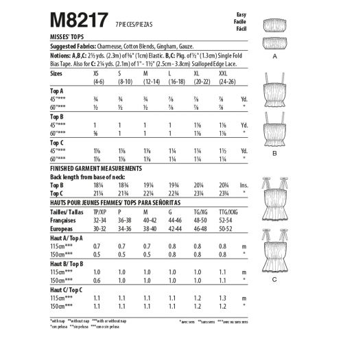 MCCALLS - M8217 TOPS FOR MISS - L-XXL