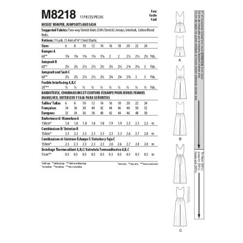 MCCALLS - M8218 JUMPSUITS FOR MISS - 16-24
