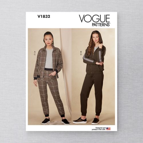 VOGUE - V1832 HOODED JACKETS & PANTS FOR MISS -XS-XXL