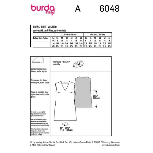 BURDA - 6048 V-NECK DRESS