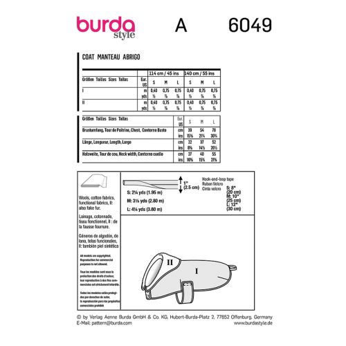 BURDA - 6049 DOG COAT