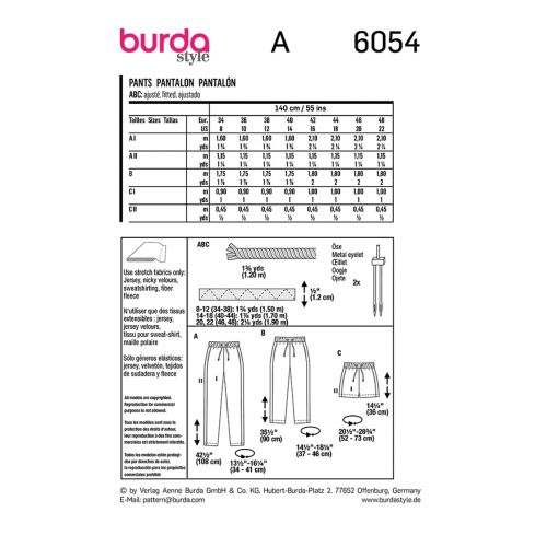BURDA - 6054 - JOGGING SHORTS AND PANTS FOR MISS