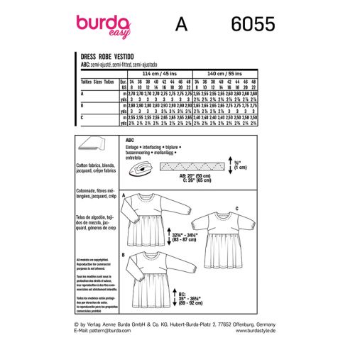 BURDA - 6055 - GATHERED DRESS