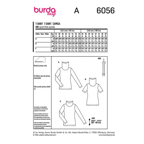 BURDA - 6056 - TURTLENECK T-SHIRT FOR MISS