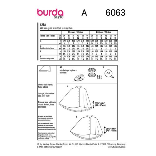 BURDA - 6063 - WOMEN CAPE