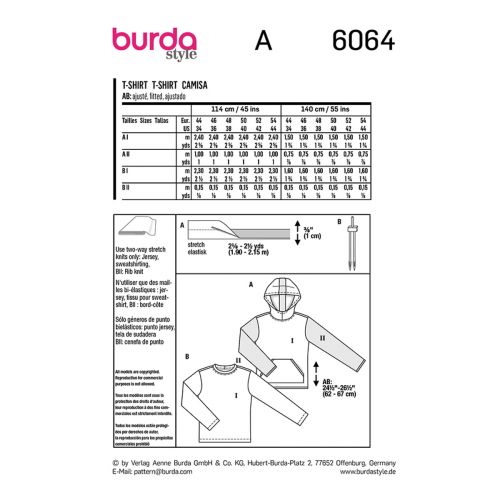 BURDA - 6064 - SWEATSHIRT AND HOODIE FOR MAN