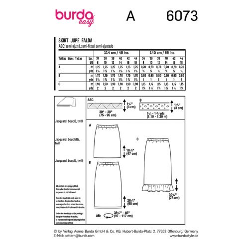 BURDA - 6073 STRAIGHT SKIRT