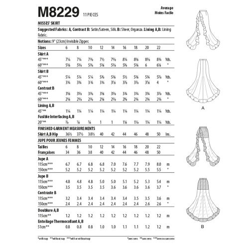 MCCALLS - M8229 COSTUME SKIRTS FOR MISS - 6-14