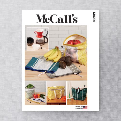 MCCALLS - M8236 FRUIT & VEGETABLES BAGS, COFFEE FILTER AND BAGS
