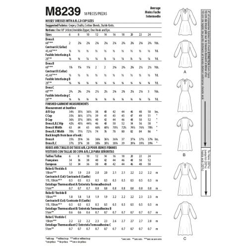 MCCALLS - M8239 DRESSES WITH COLLAR FOR MISS - 16-24
