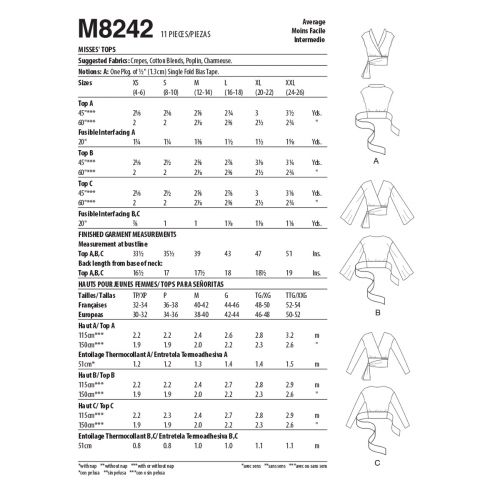 MCCALLS - M8242 TOPS KIMONO FOR MISS