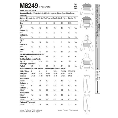 MCCALLS - M8249 TOPS & PANT UNISEX- S-L