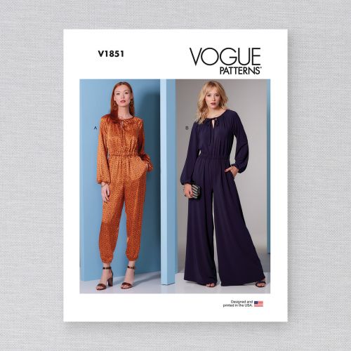 VOGUE - V1851 LOOSE-FITTING JUMPSUITS WITH ELASTIC WAIST FOR MISS - XS-XL