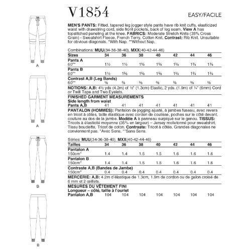 VOGUE - V1854 JOGGER PANTS FOR MEN
