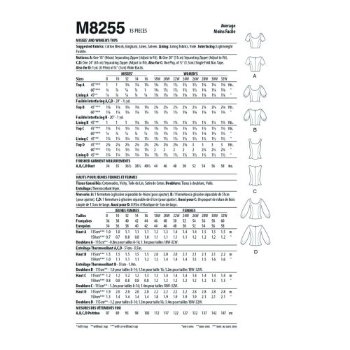MCCALLS - M8255 TOPS FOR MISS - 8-16