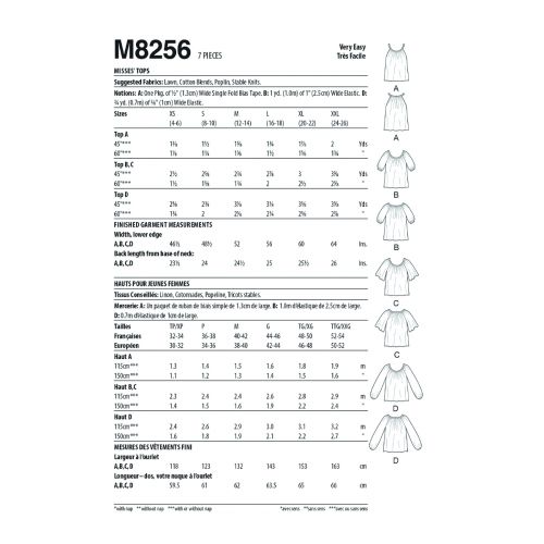 MCCALLS - M8256 TOPS FOR MISS - XS-XXL