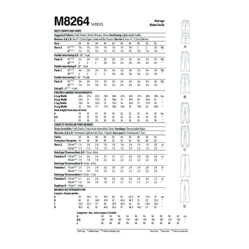 MCCALLS - M8264 SHORTS & PANTS FOR MEN - 44-52