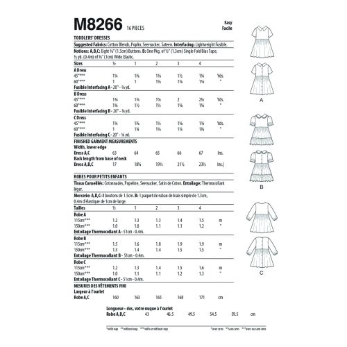 MCCALLS - M8266 DRESSES FOR CHILD - 1/2-4