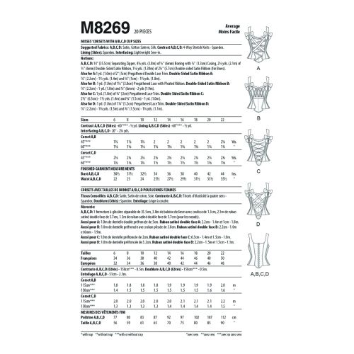 MCCALLS - M8269 CORSETS WITH A/B/C/D CUP SIZES FOR MISS