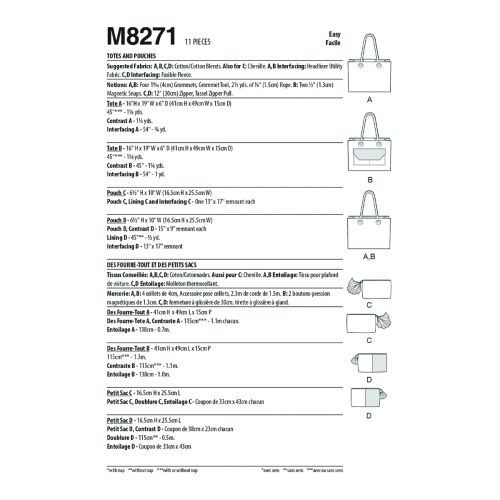 MCCALLS - M8271 TOTES & POUCHES